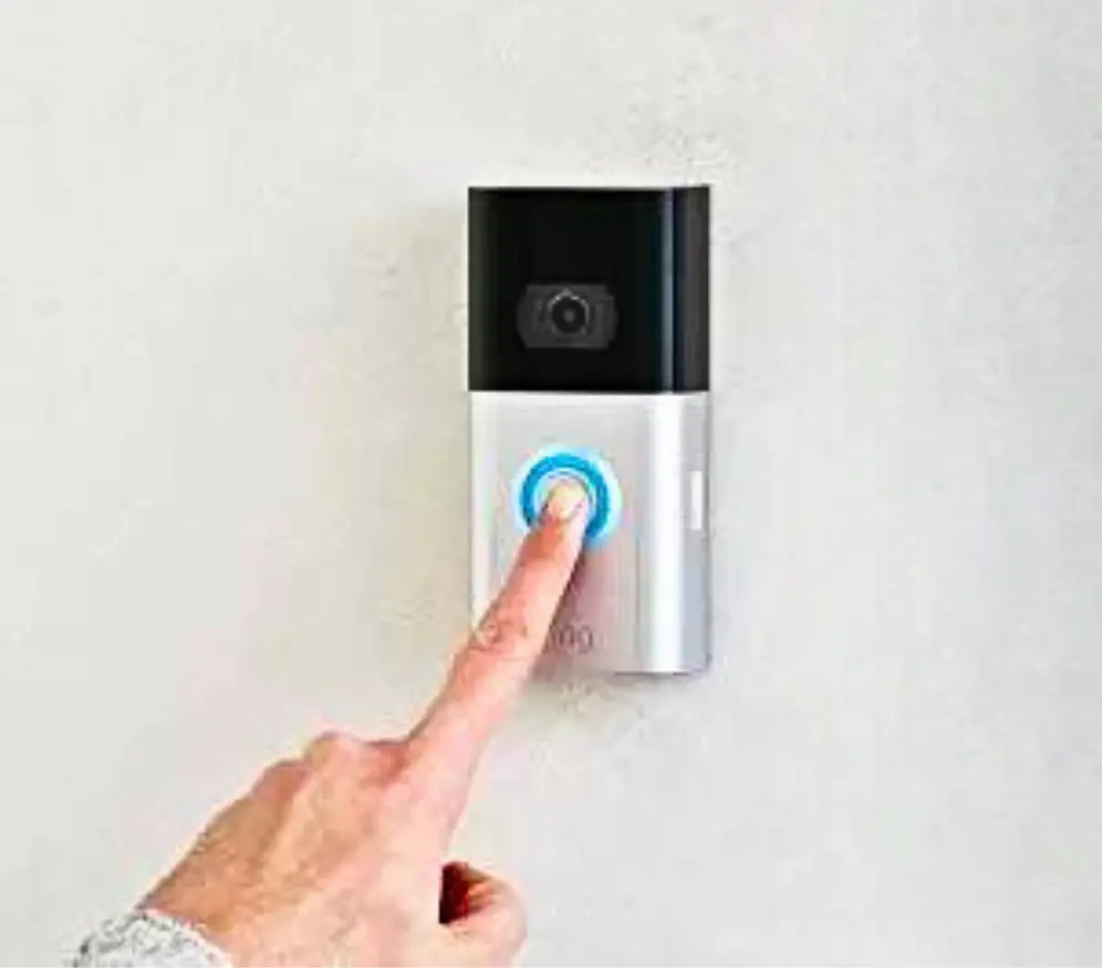 image of a person pressing the digital ring bell